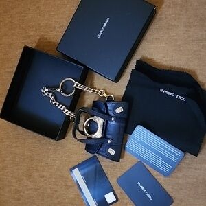 Dolce&gabbana Blue Leather Keychain